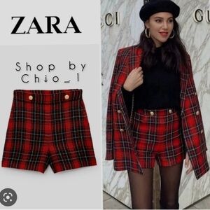 Zara Women's High Waist Plaid Shorts